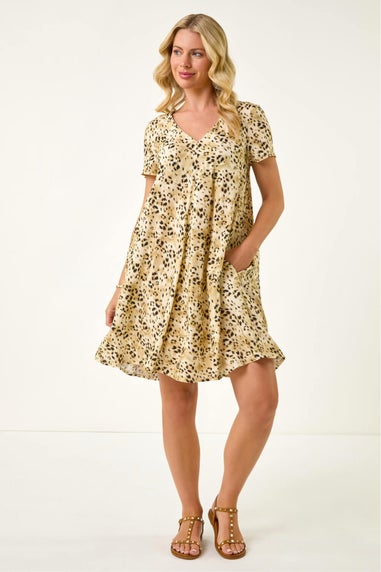 Roman Stone Petite Animal Print Swing Pocket Dress
