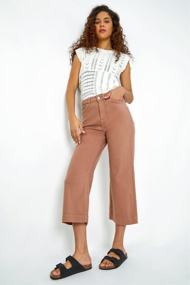 Roman Tan Cotton Denim Stretch Culottes