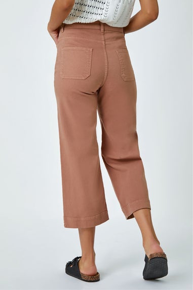 Roman Tan Cotton Denim Stretch Culottes