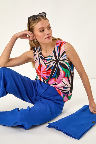 Roman Pink Floral Print Vest Top