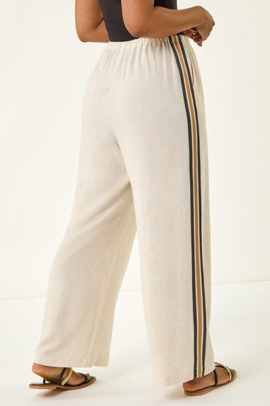 Roman Natural Petite Linen Mix Side Stripe Trouser