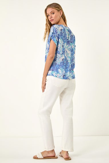 Roman Blue Burnout Printed T-Shirt