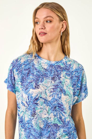 Roman Blue Burnout Printed T-Shirt