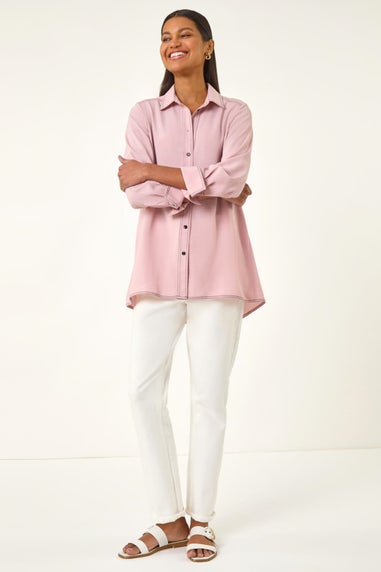 Roman Light Pink Constrast Stitch Shirt