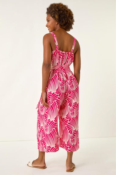 Roman Pink Abstract Strappy Jumpsuit