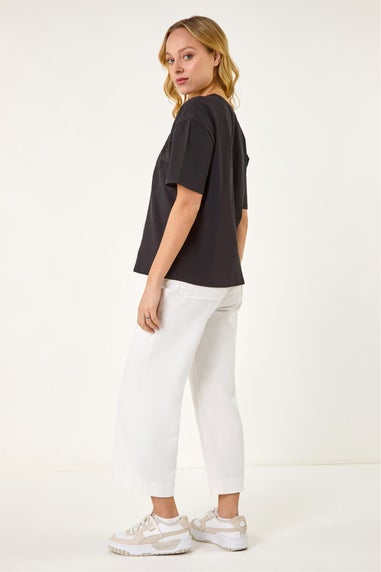 Dusk Black Floral Cut Out T-Shirt