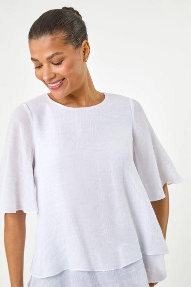 Roman Ivory Double Layered Tunic Top
