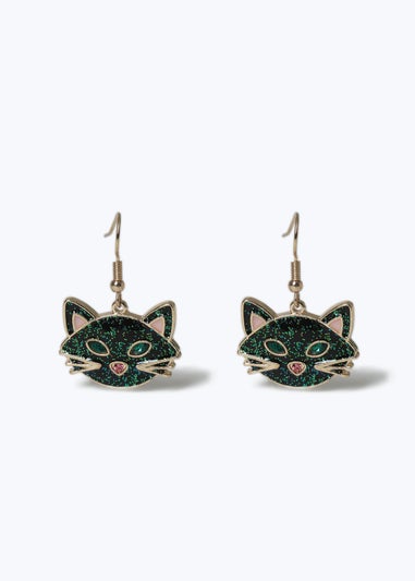 Muse Halloween Glitter Cat Metal Earrings