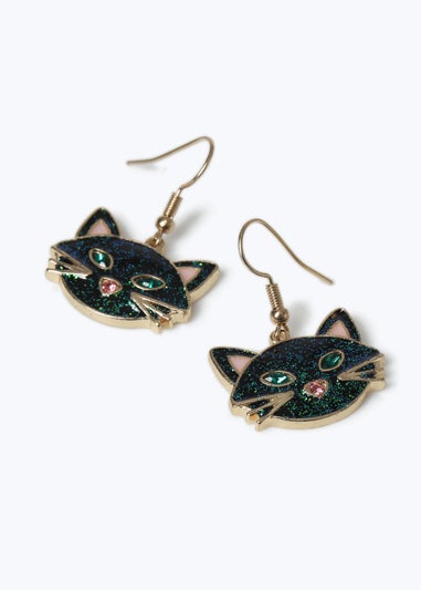 Muse Halloween Glitter Cat Metal Earrings