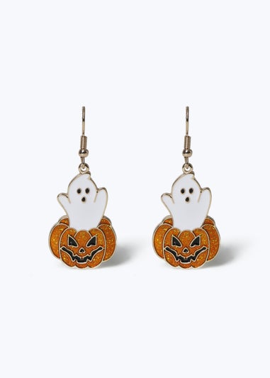 Muse Halloween Ghost & Pumpkin Metal Earrings