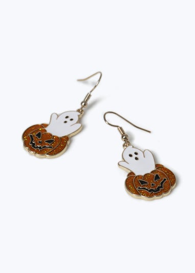 Muse Halloween Ghost & Pumpkin Metal Earrings