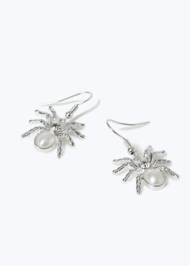 Muse Halloween Silver Spider Drop Earrings
