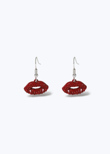 Muse Red Halloween Pave Lips Drop Earring