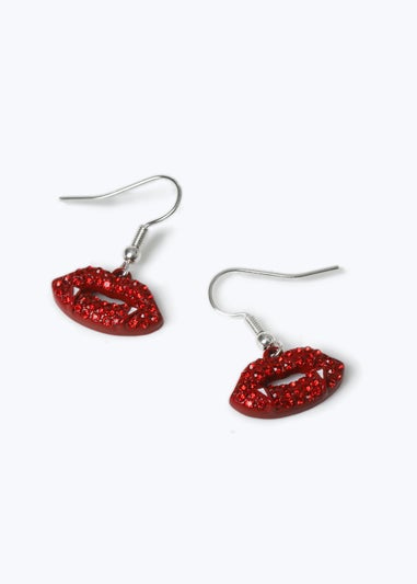 Muse Red Halloween Pave Lips Drop Earring