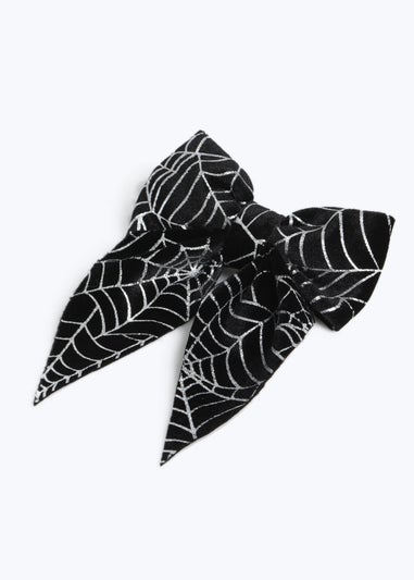 Muse Black Halloween Web Velvet Bow