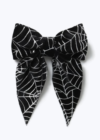 Muse Black Halloween Web Velvet Bow