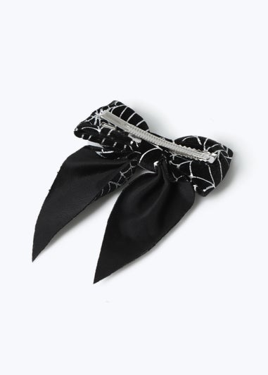 Muse Black Halloween Web Velvet Bow
