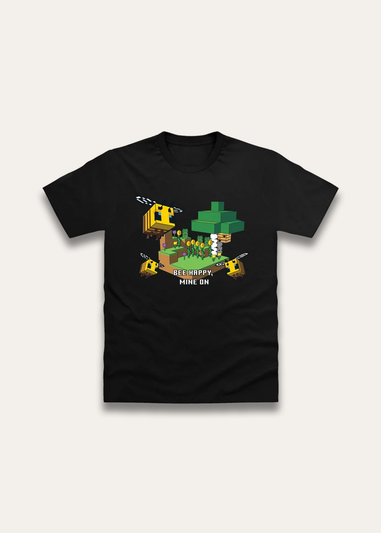 Brand Threads Minecraft T Shirt Black (Ages 7- 14 Years)