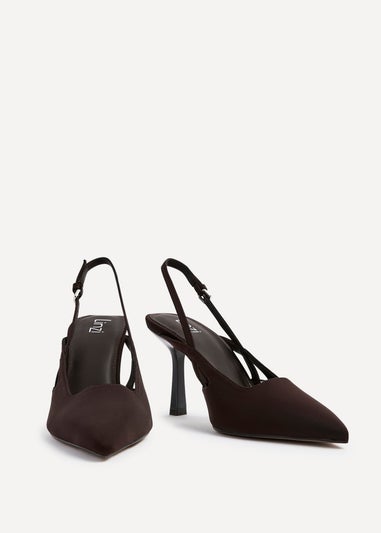 Linzi Rhea Brown Scuba Sling Back Court Heels