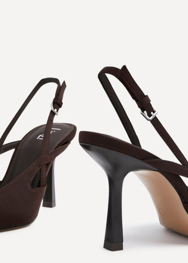 Linzi Rhea Brown Scuba Sling Back Court Heels