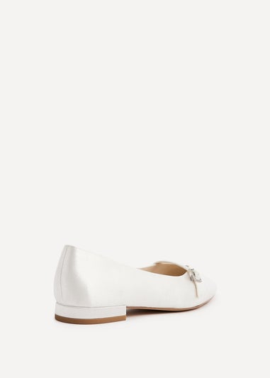 Linzi Engaged Bridal Ivory Satin Ballet Flats