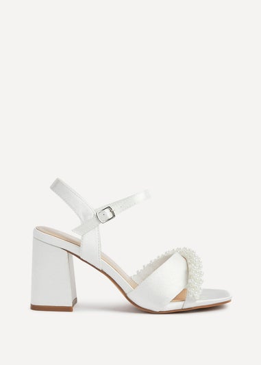 Linzi Iris Ivory Satin Block Heel