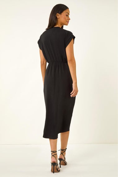 Dusk Black Wrap Tie Detail Dress
