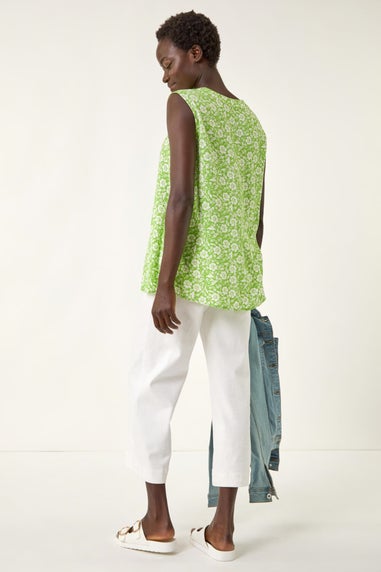 Roman Green Floral V-Neck Vest Top