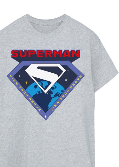 DC Comics Superman View From Above Men's Grey Graphic T-Shirt