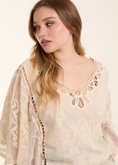 Blue Vanilla Stone Butterfly Print Blouse