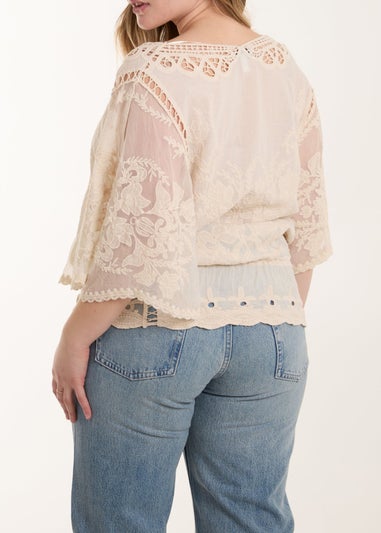 Blue Vanilla Stone Butterfly Print Blouse