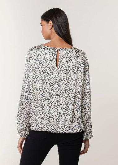 Blue Vanilla Black Leopard Print Elasticated Hem Blouse