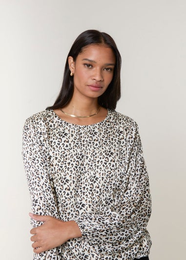 Blue Vanilla Black Leopard Print Elasticated Hem Blouse