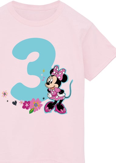 Disney Minnie Mouse 3rd Birthday Girls Pink Graphic T-Shirt (3-6 Years)
