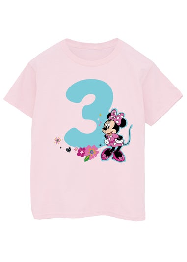 Disney Minnie Mouse 3rd Birthday Girls Pink Graphic T-Shirt (3-6 Years)