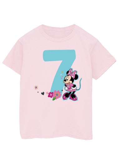 Disney Minnie Mouse 7th Birthday Girls Pink Graphic T-Shirt (7-11 Years)