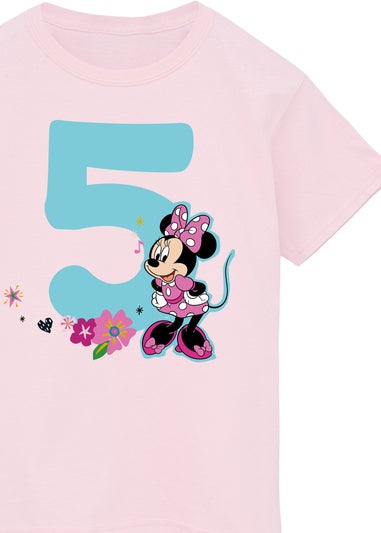 Disney Minnie Mouse 5th Birthday Girls Pink Graphic T-Shirt (5-8 Years)