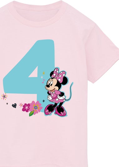 Disney Minnie Mouse 4th Birthday Girls Pink Graphic T-Shirt (3-6 Years)