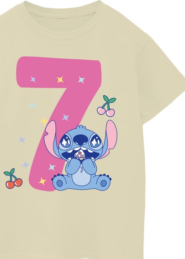 Disney Lilo & Stitch 7th Birthday Girls Sand Graphic T-Shirt (7-11 Years)