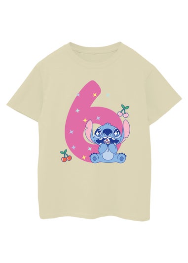 Disney Lilo & Stitch 6th Birthday Girls Sand Graphic T-Shirt (5-8 Years)