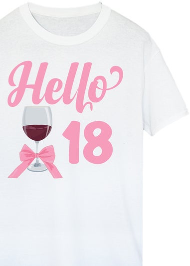 Brands In Birthday Hello 18 Boyfriend Fit Women's White Graphic Boyfriend Fit T-Shirt