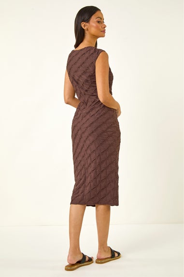 Dusk Chocolate Textured Bodycon Midi Dress