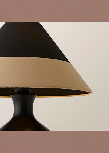 ValueLights Rupert Black Table Lamp with Cone Lampshade
