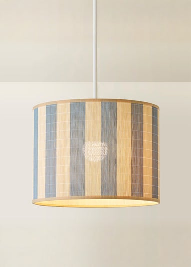 ValueLights Lori Blue Stripe Bamboo Easy Fit Lampshade