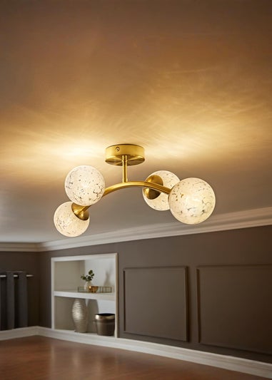 ValueLights Jas Ceiling Light with Confetti Glass Lampshades