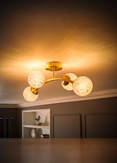 ValueLights Jas Ceiling Light with Confetti Glass Lampshades