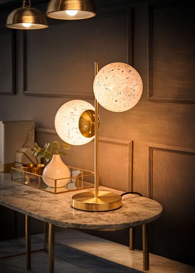 ValueLights Jas Gold Table Lamp with Confetti Glass Lampshades