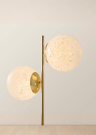 ValueLights Jas Gold Table Lamp with Confetti Glass Lampshades