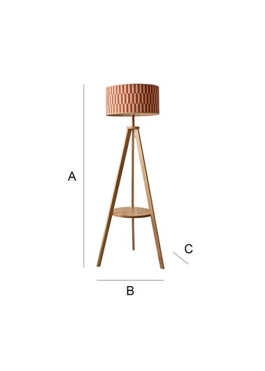 ValueLights Morrigan Natural Floor Lamp with Orange Bamboo Lampshade