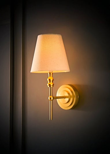 ValueLights Pair of Maggie Brushed Gold Wall Lights